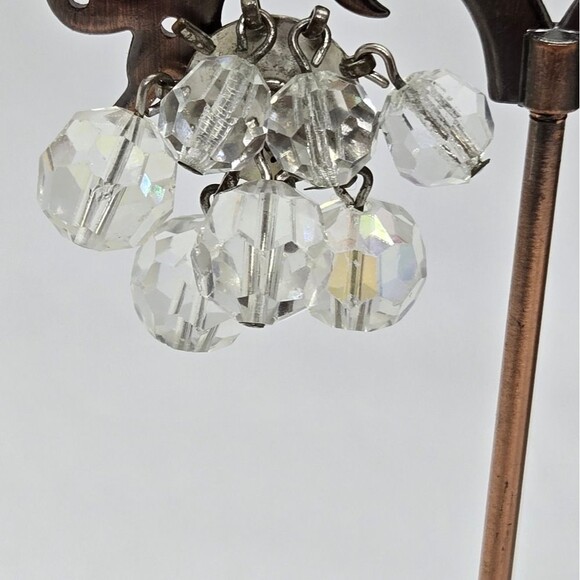 Vintage AB Crystal Cha Cha Clip-on Earrings Silver tone - Picture 4 of 6